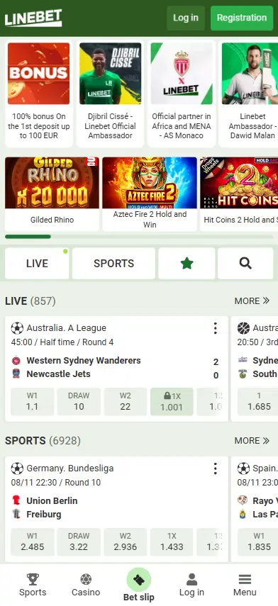 LineBet mobile version